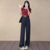 Korean-style sagging suit pants for women in summer 2025 new high-waisted, slimming, wide and narrow casual straight-leg ice silk wide-leg pants Specification image